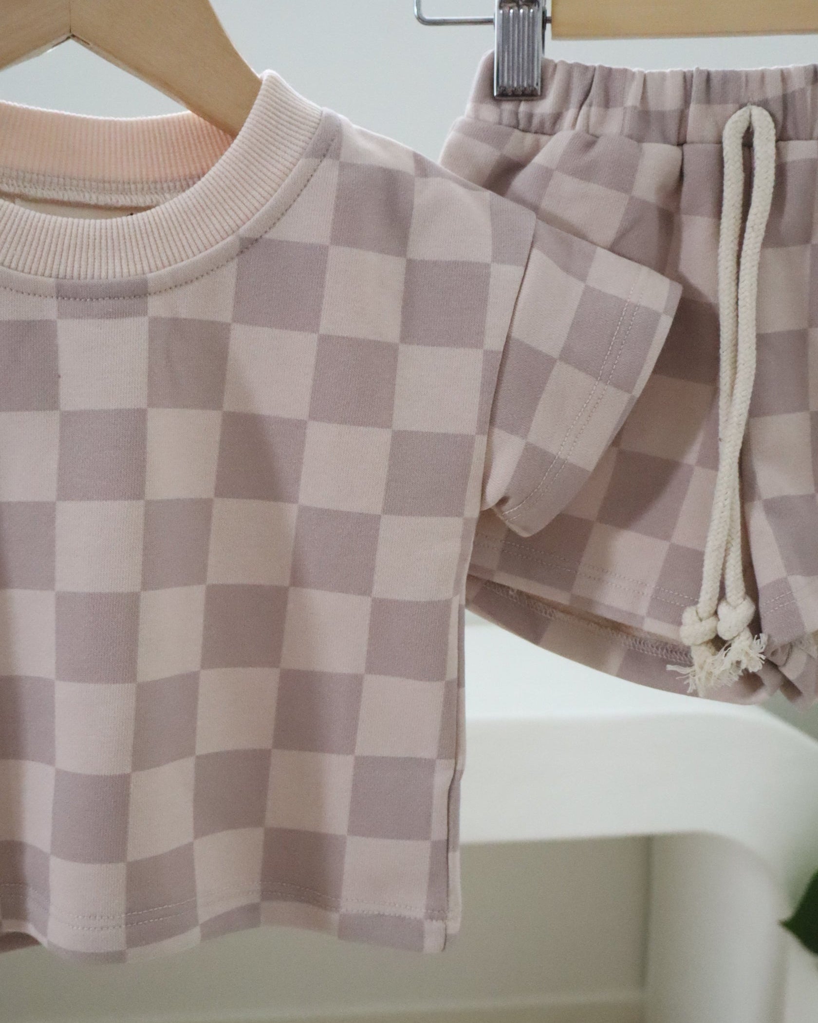 Grey Checkered Cotton Set