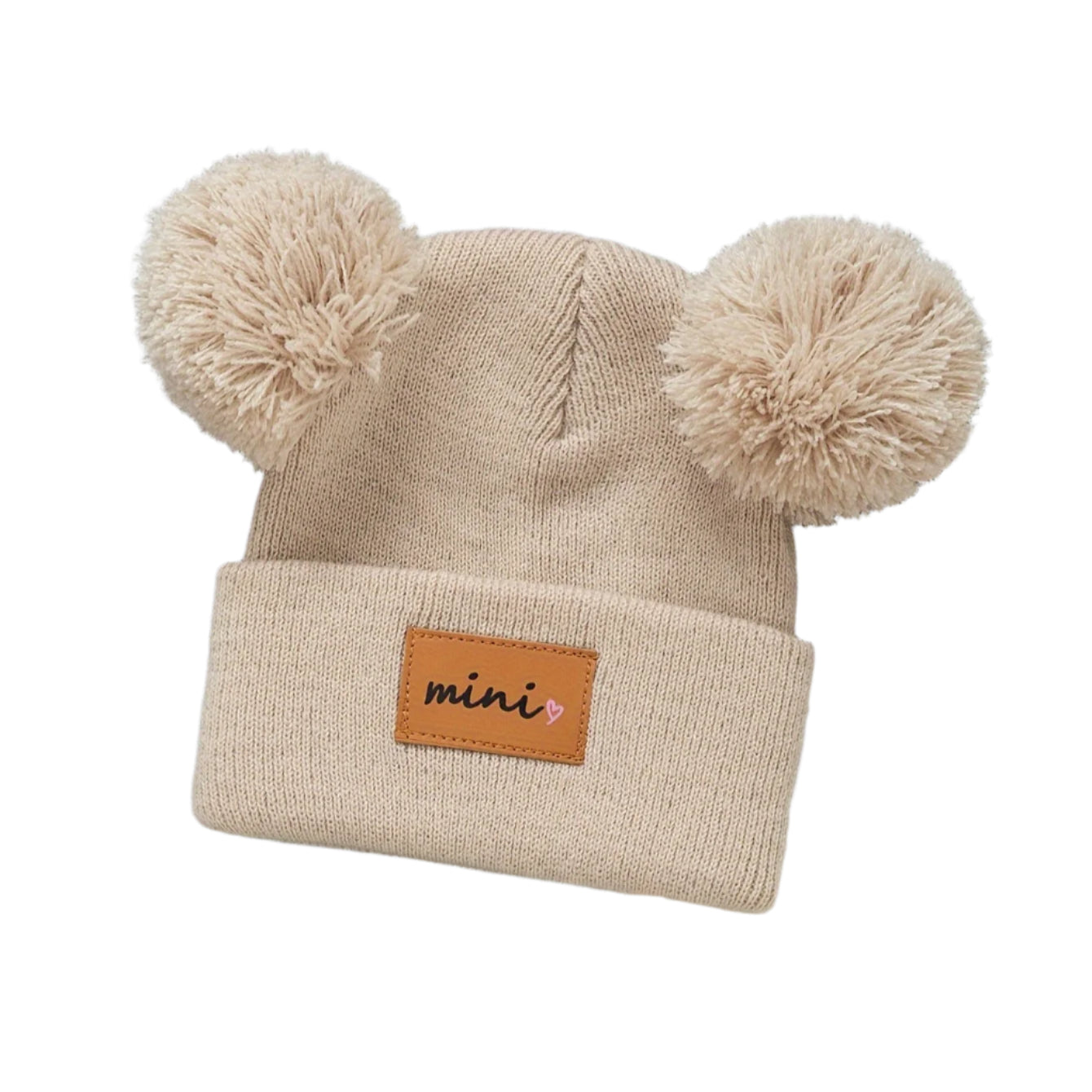 Pom Pom knit beanie beige 