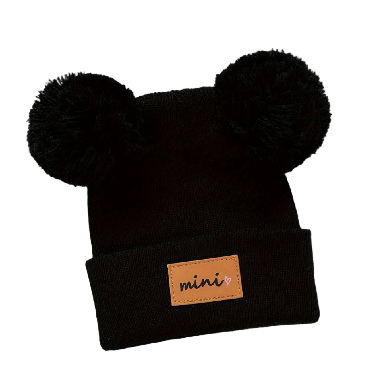 Pom Pom knit beanie black