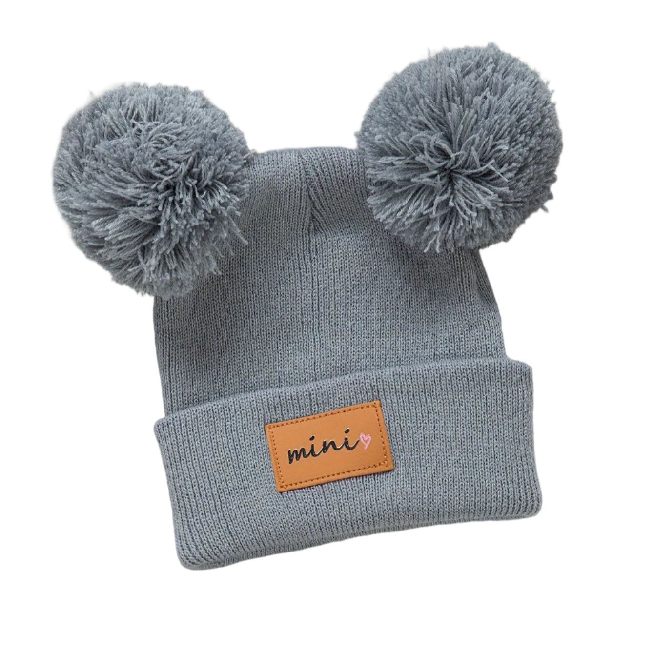 Pom Pom knit beanie grey