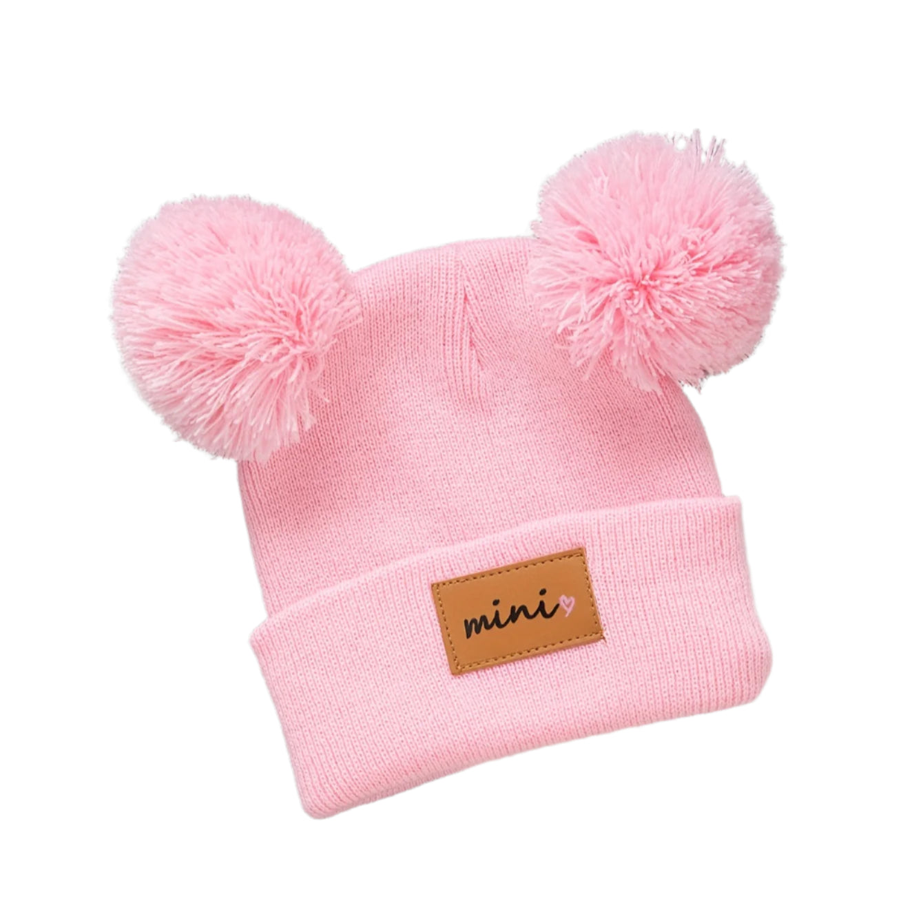 Pom Pom knit beanie pink