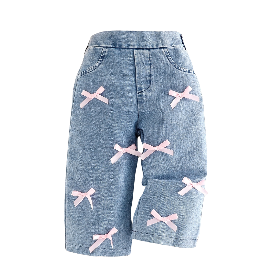 Pixie Bow Denim Wash Pants