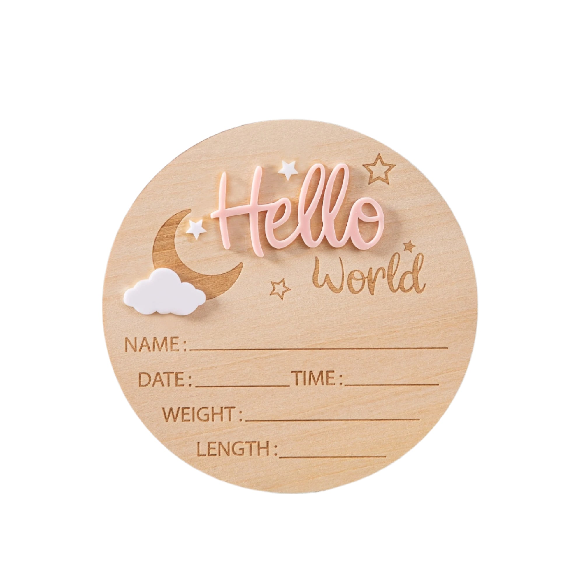 Wooden "Hello World" Newborn Announcement Sign