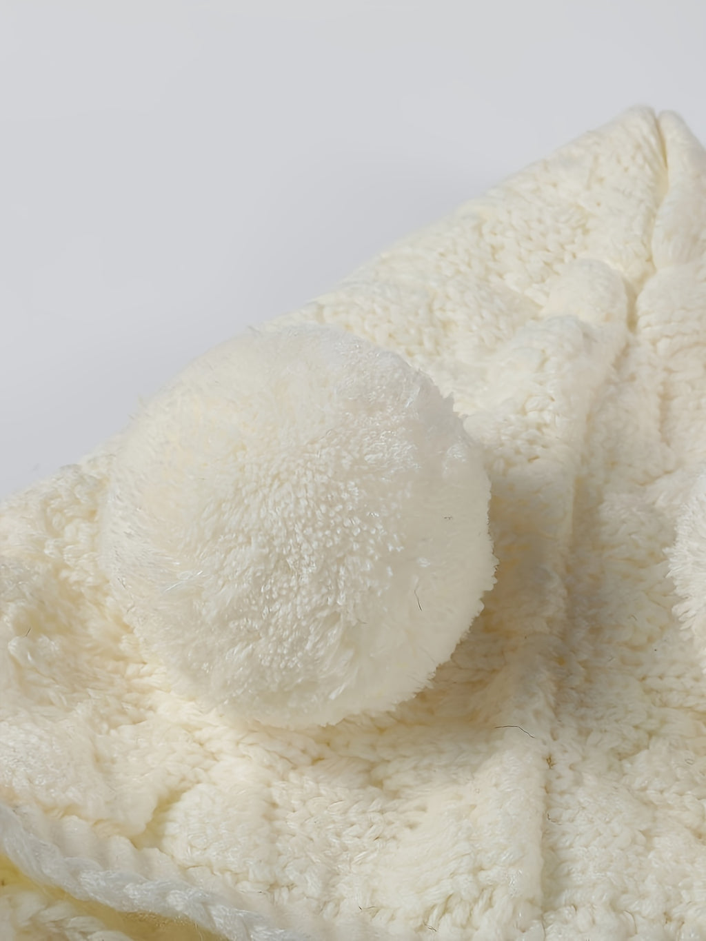 Pom-Pom Hooded Knit Romper White