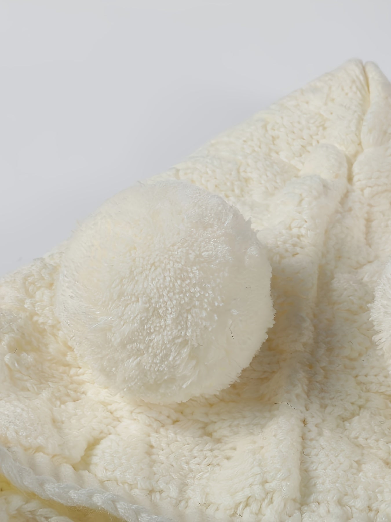 Pom-Pom Hooded Knit Romper White