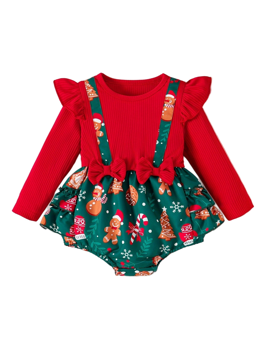 Bow Detail Christmas Dress Bodysuit