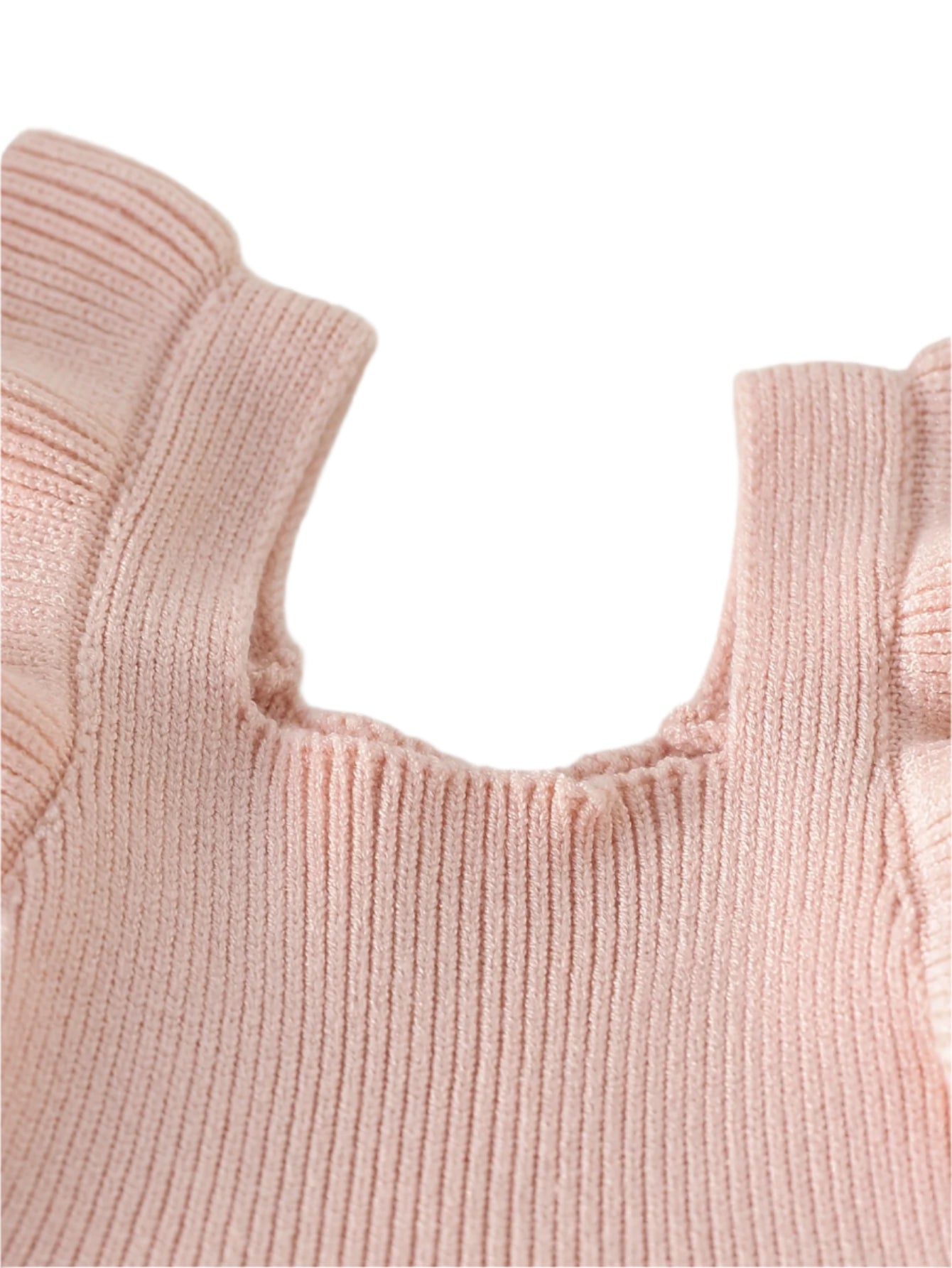 Pink Knit Ruffle Sleeve Romper