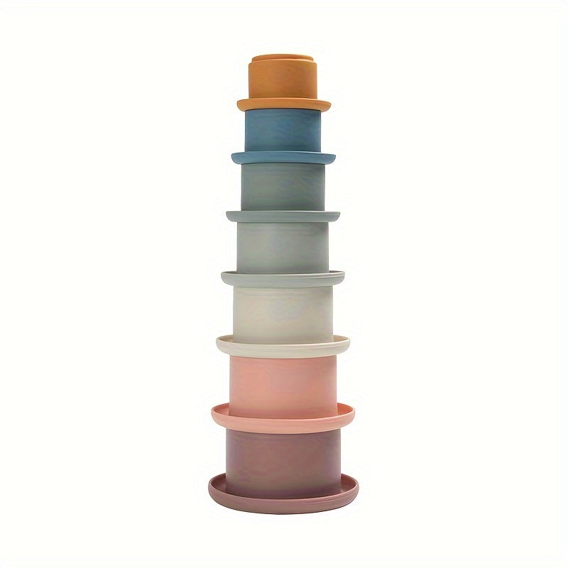 Rainbow Silicone Stacking Cups