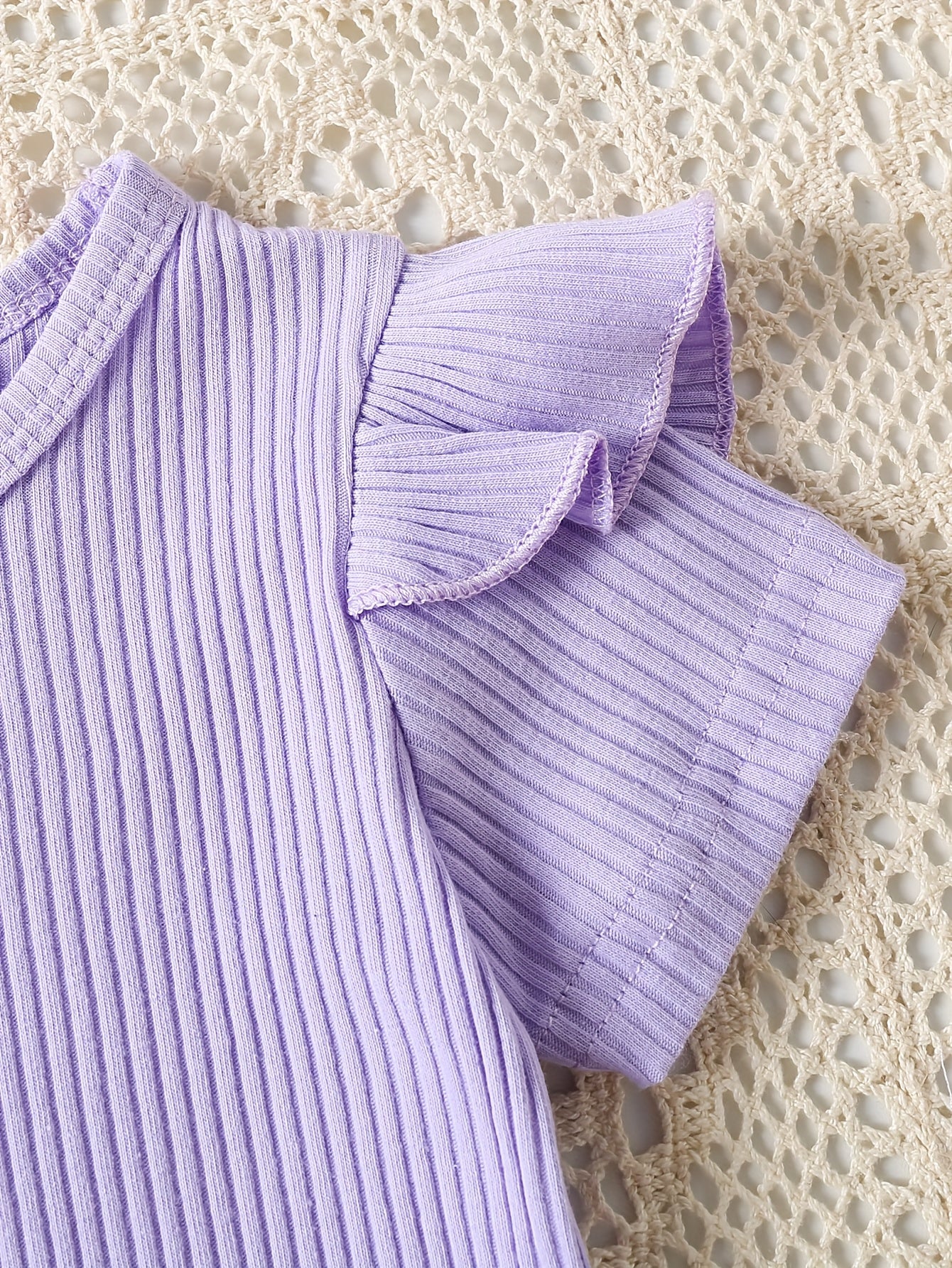 2-Piece Purple Daisy Print Overall