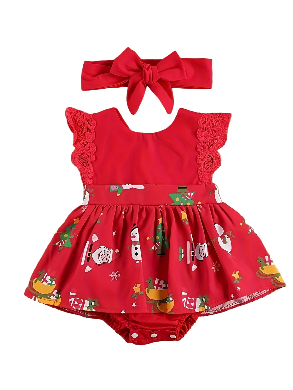 Ruffle Trim Christmas Romper