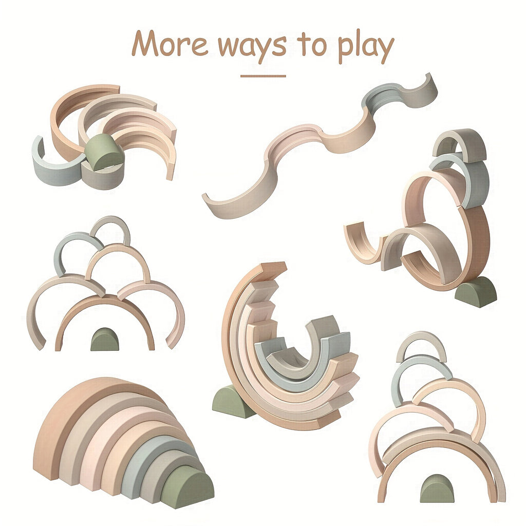7pcs Silicone Rainbow Stacker Shape Puzzle