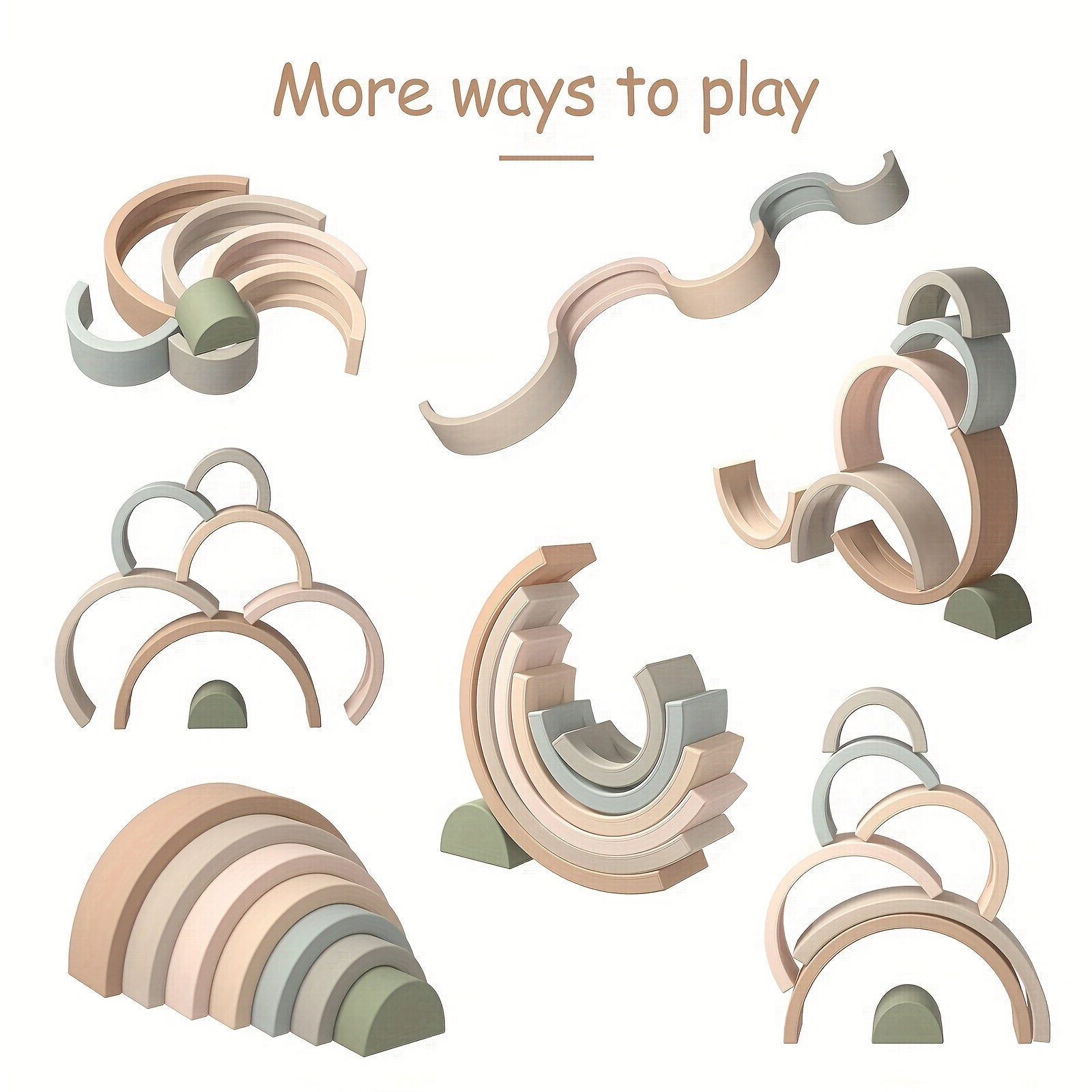 7pcs Silicone Rainbow Stacker Shape Puzzle