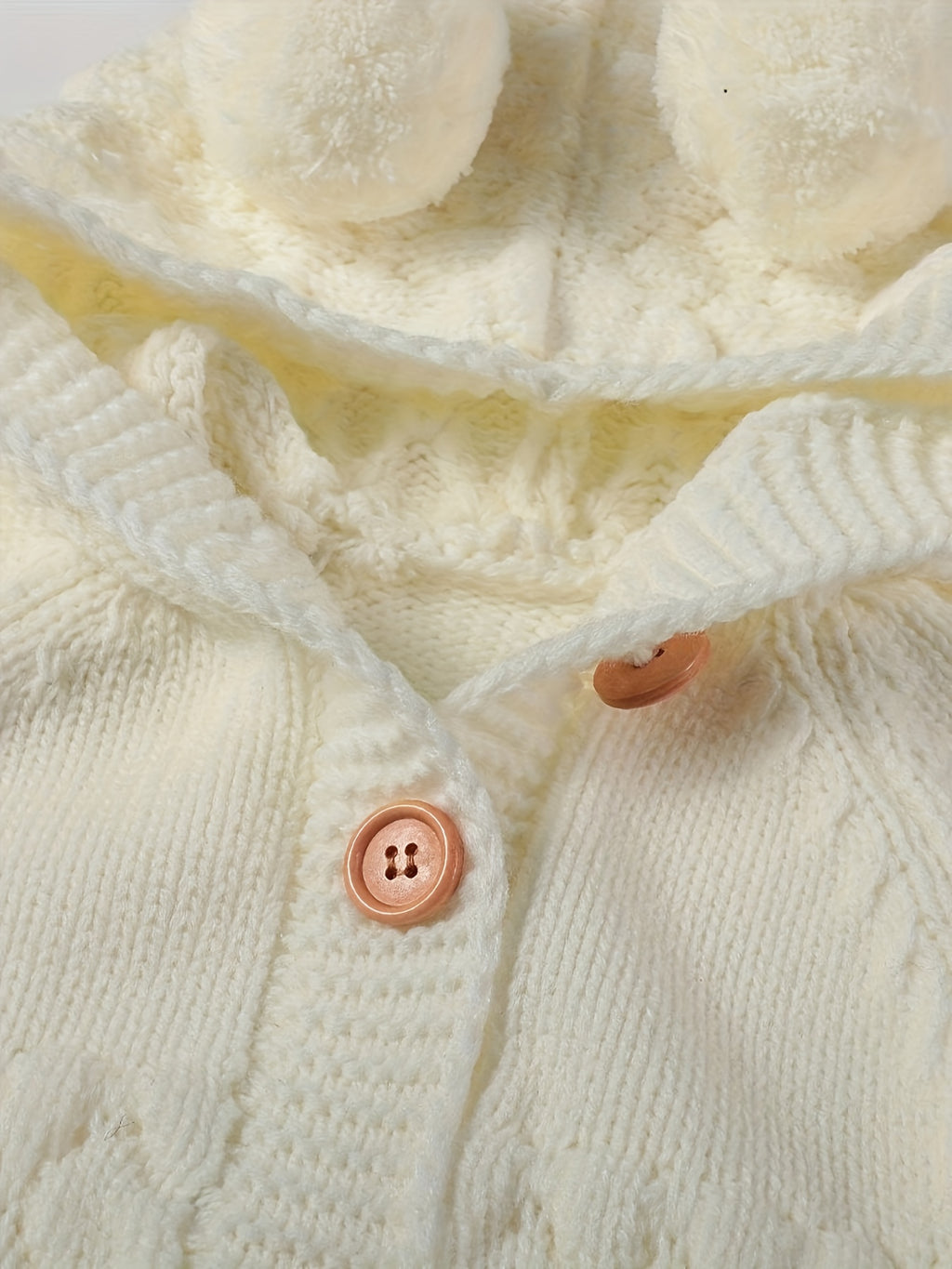 Pom-Pom Hooded Knit Romper White