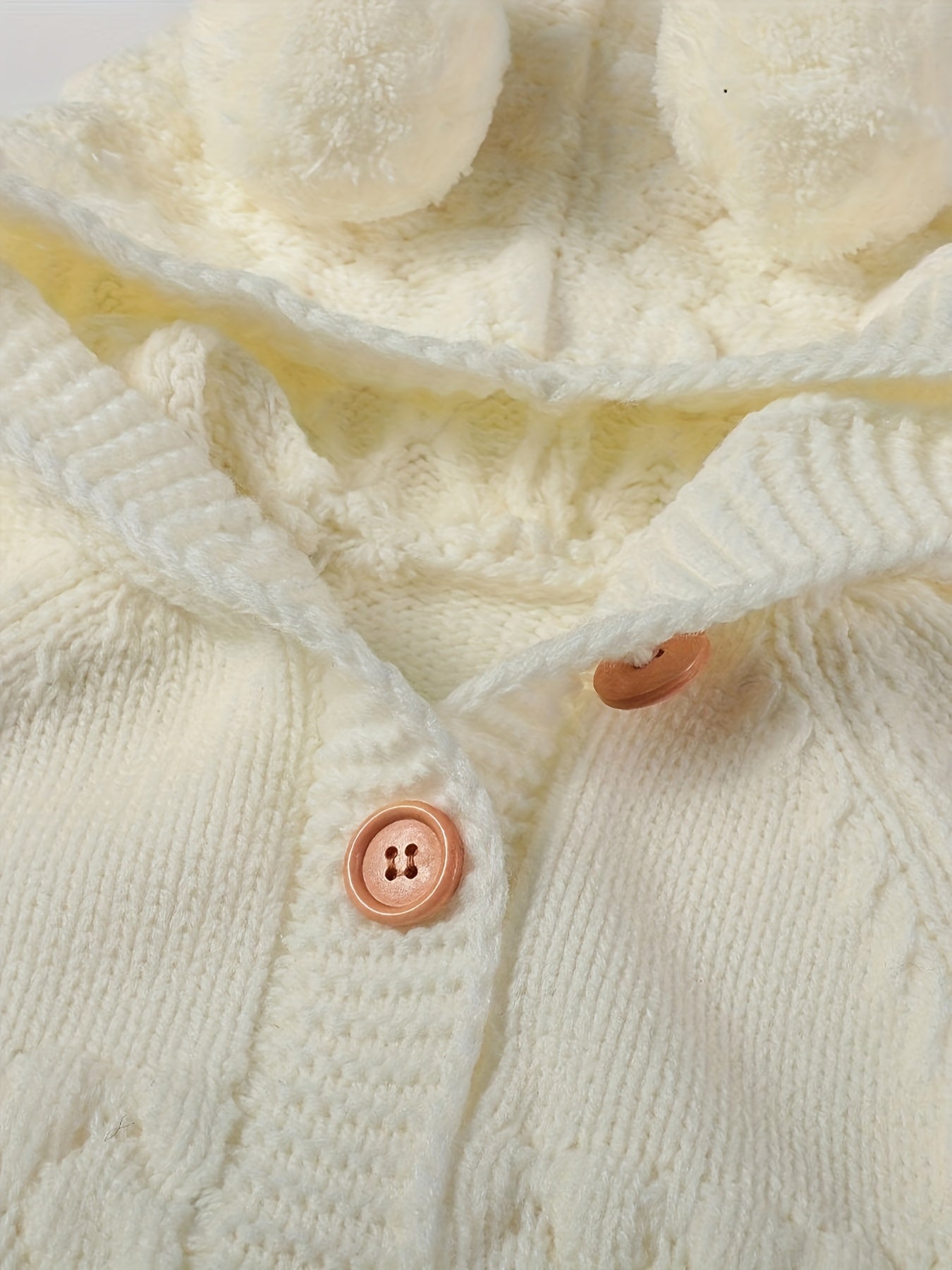 Pom-Pom Hooded Knit Romper White