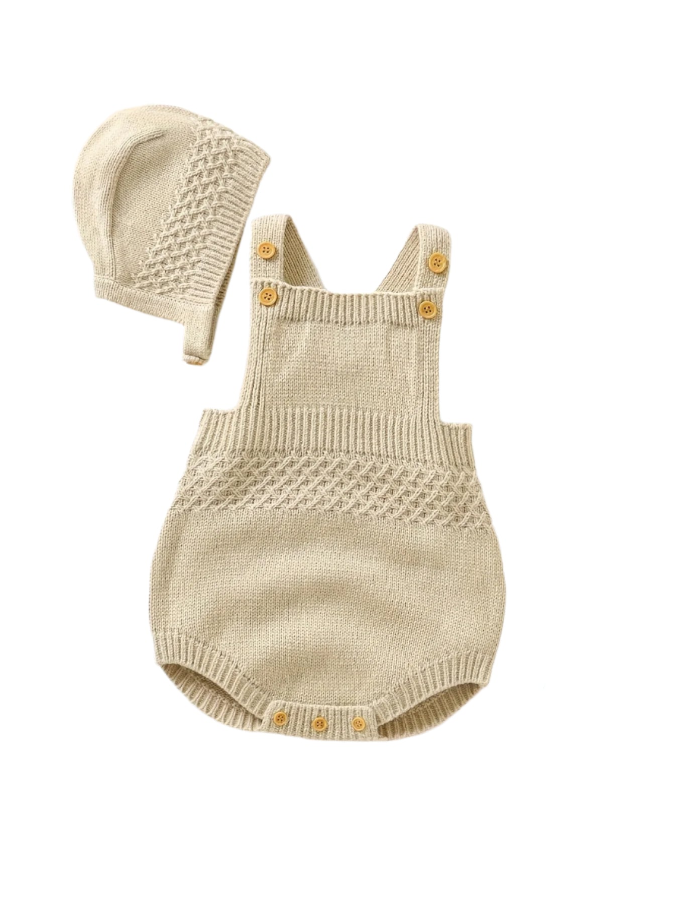 Knit Suspender Onesie & Hat Set