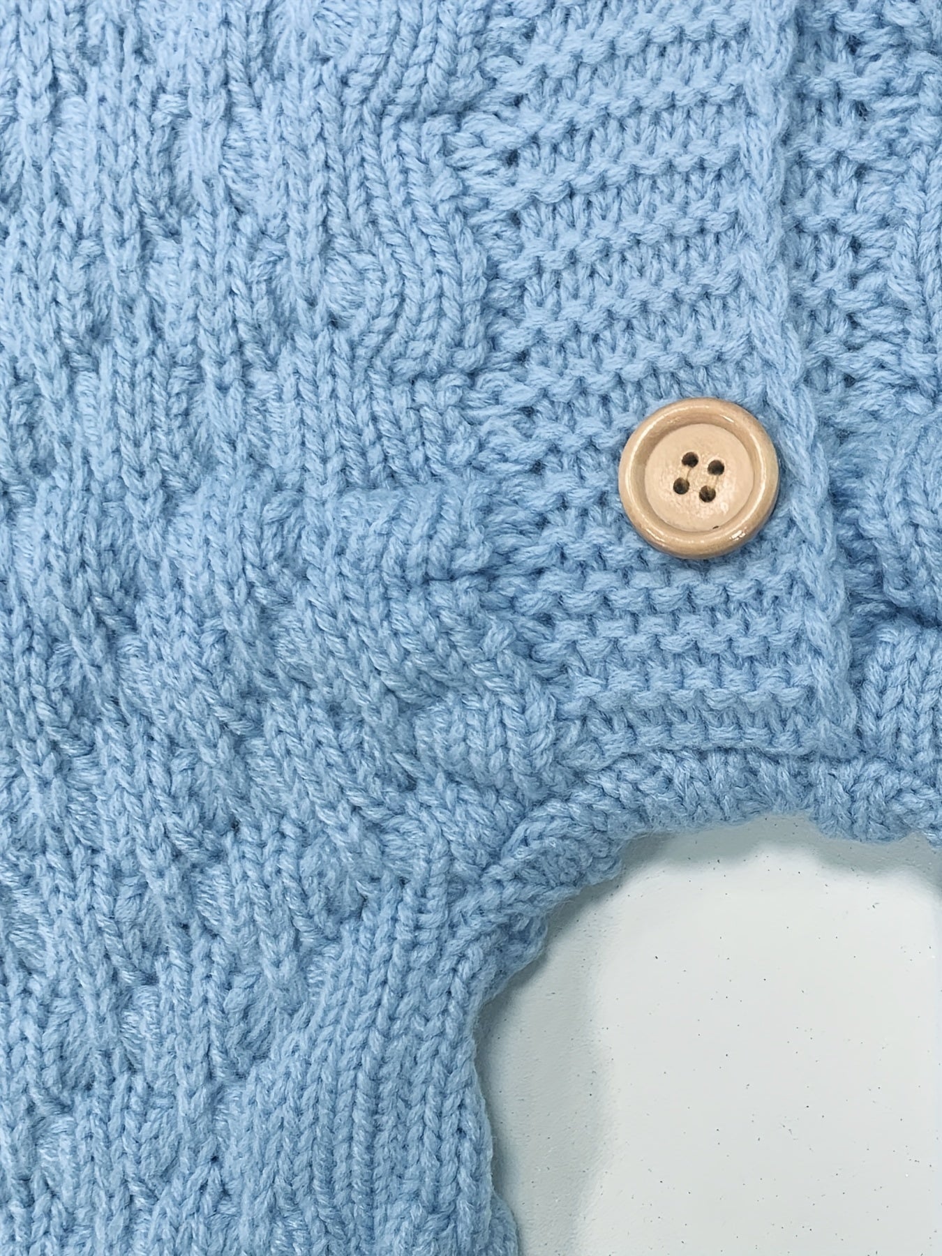 Pom-Pom Hooded Knit Romper Blue