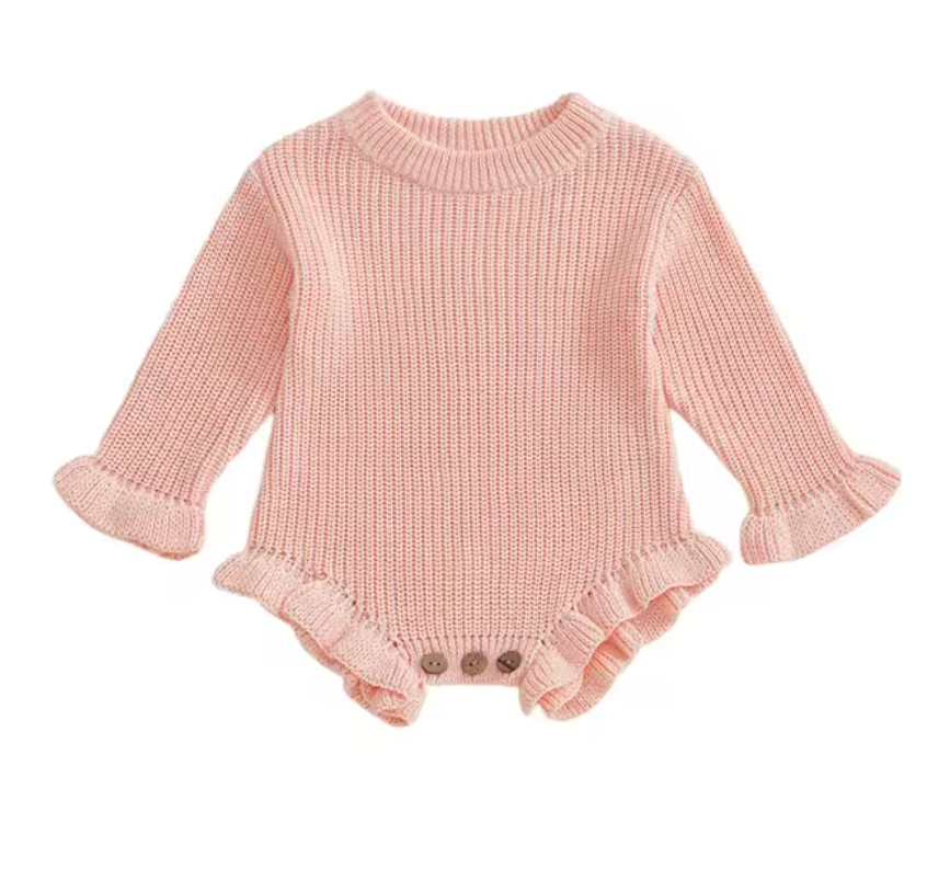 Cotton Knit Ruffle Romper